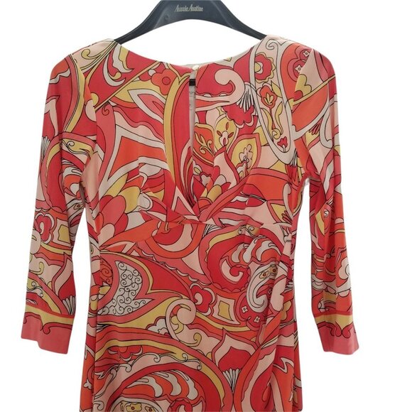 Donna Morgan Coral Pink Floral Sheath Dress Size 2 - Picture 3 of 7